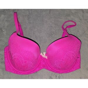 Victoria Secret Push Up Bra 32DDD Neon Pink Cup‎ Underwire Body By Victoria